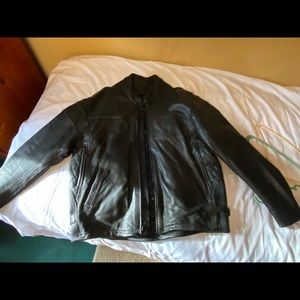 Heavy weight leather motorcycle jacket